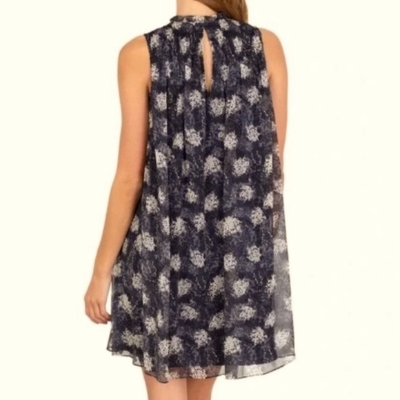 Joie Baltic Print Ruffle Smocked High Neck Sleeveless Mini Swing Dress Sz XXL - Picture 3 of 10